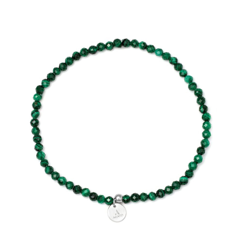Agato Korálkový minerální náramek s malachitem POL-B07/17G