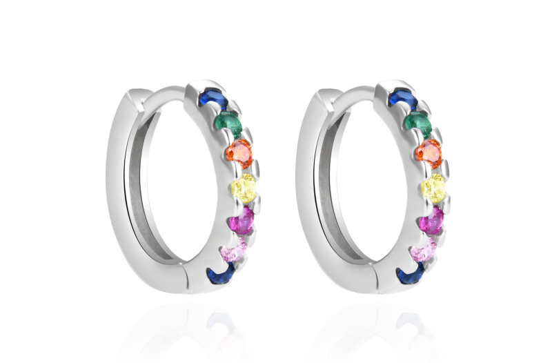 Agato Stříbrné náušnice kruhy s barevnými zirkony AGT-E192KC