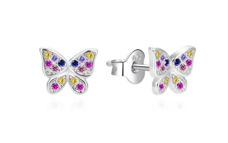Agato Hravé stříbrné náušnice Motýlci AGT-E210PC