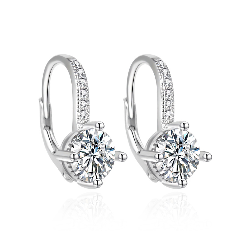 Agato Blyštivé stříbrné náušnice se zirkony AGT-E222LW