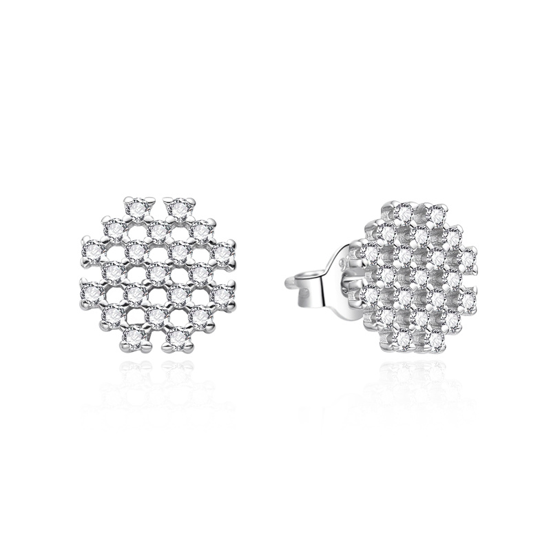 Agato Třpytivé stříbrné náušnice se zirkony AGT-E258PW