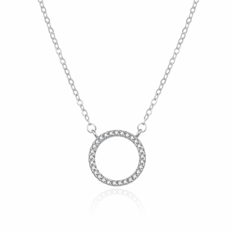 Agato Moderní stříbrný náhrdelník Kroužek AGT-N044W