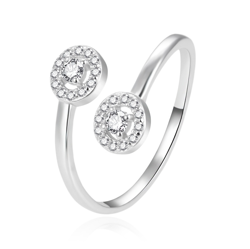 Agato Elegantní otevřený stříbrný prsten se zirkony AGT-R55W 62 mm