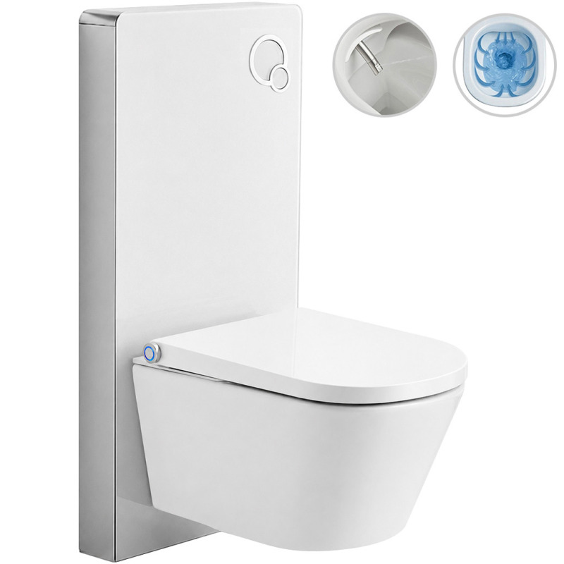 Závěsné WC s bidetem Modul/Cronus Standard - bílá lesklá / bílá matná - integrované WC tlačítko - pneumatický modul - 59,3x38,4 cm