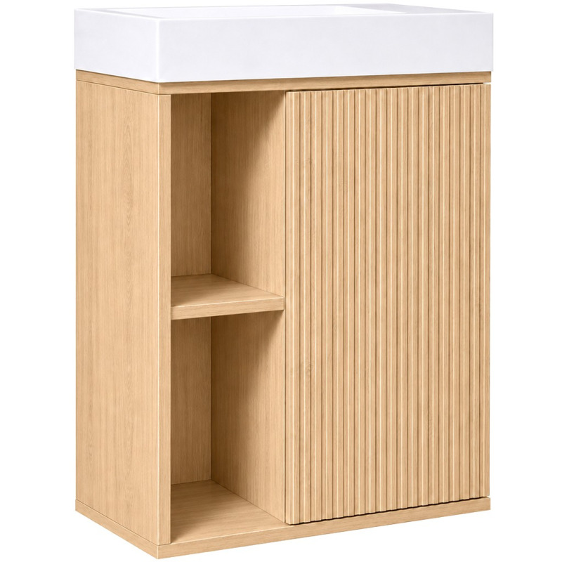 Umyvadlová skříňka pro WC Sofia - dub Vicenza + umyvadlo z lit. mramoru Sofia - bílá lesklá - 50x70x25 cm