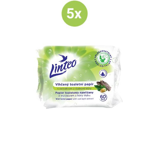 Linteo Vlhčený toaletní papír s dubovou kůrou 5x60ks