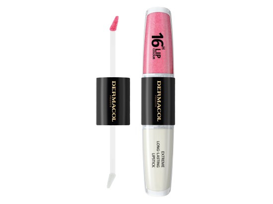 Dermacol 16H Lip Colour dlouhotrvající rtěnka a lesk na rty odstín 15 Dazzling Diva 2x4 ml