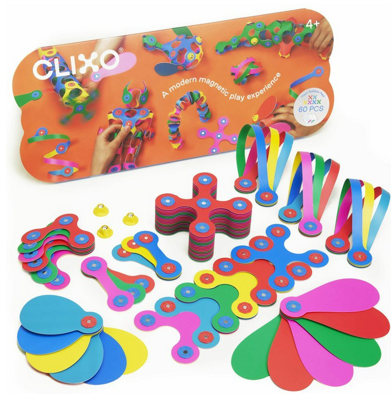 CLIXO - Super Rainbow magnetická stavebnice, 60 kusů