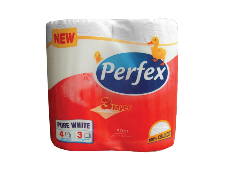 Toaletní papír Perfex - 2vrstvý, bílý,  4 role