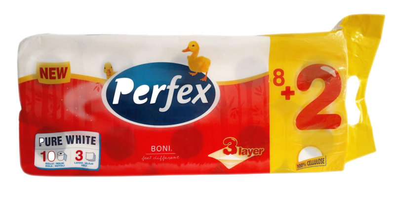 Toaletní papír Perfex - 3vrstvý, bílý, 10 rolí
