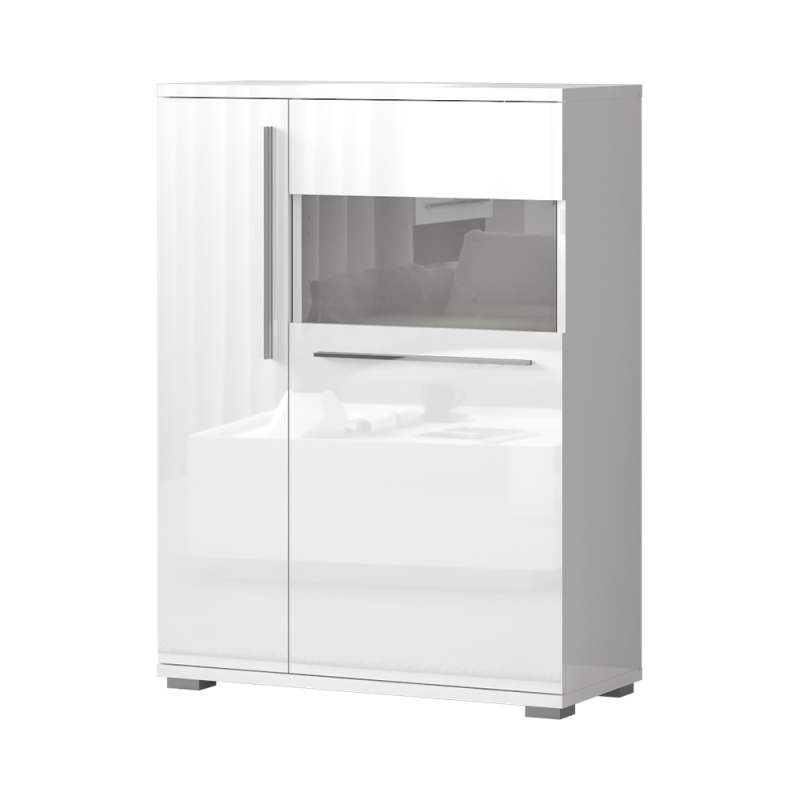 Vitrína PIANO V90-2KSV/PN bílá lesk