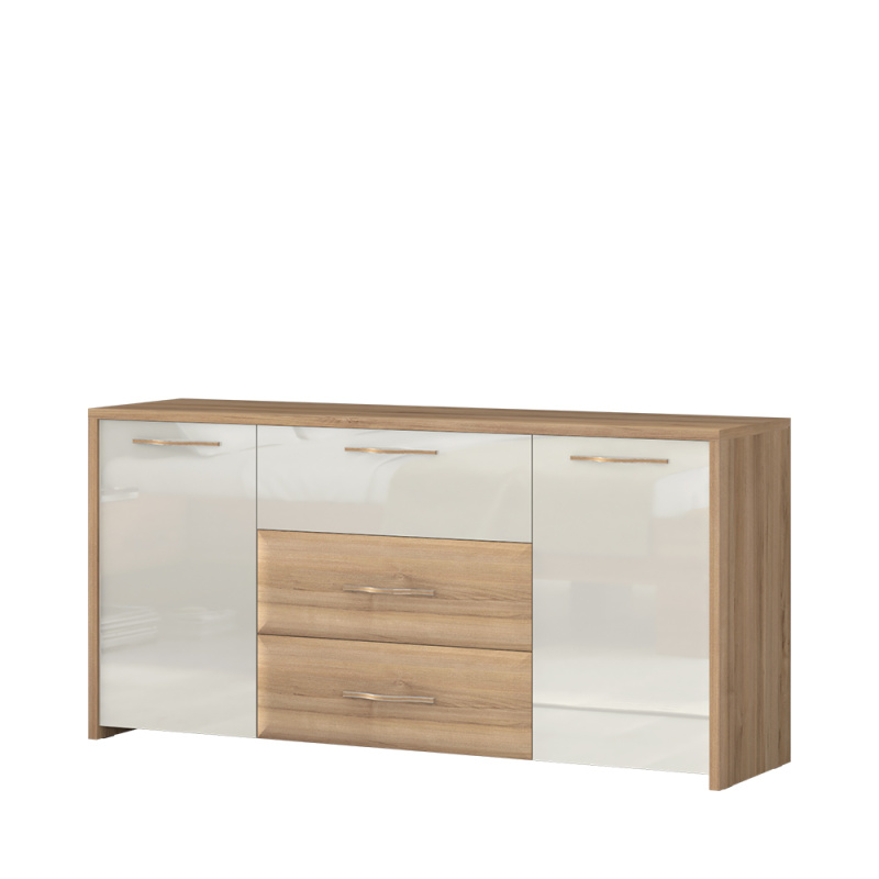 Komoda GALA - K23/GL ořech pacific/béžová lesk