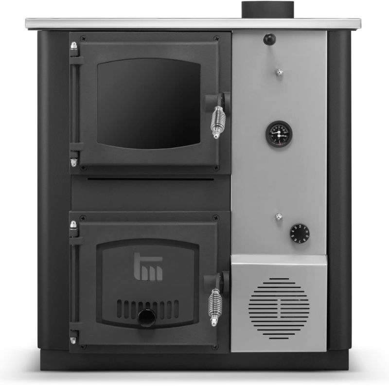 Kuchyňská kamna / kotel s výměníkem TEMY PRO 18 kW - pravá, černá