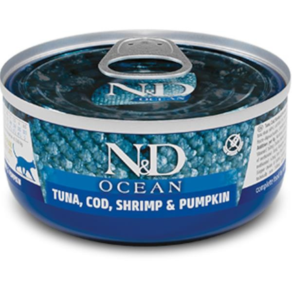 KONZERVA N&D CAT OCEAN TUNA, COD, SHRIMP & PUMPKIN 70 GR