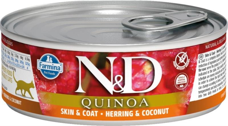N&D CAT QUINOA Herring & Coconut 80 g + 1ks ZDARMA