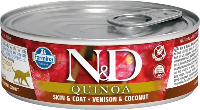 N&D CAT QUINOA Venison & Coconut 80 g + 1ks ZDARMA