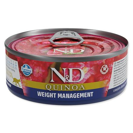 N&D CAT QUINOA Weight Management Lamb & Brocolli 80 g + 1ks ZDARMA