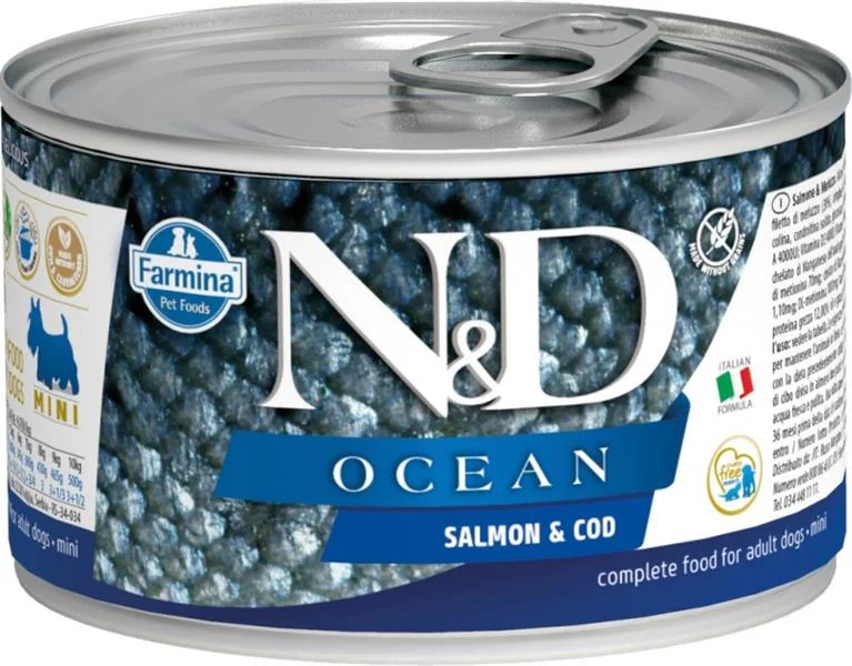 N&D DOG OCEAN Adult Salmon & Codfish Mini 140 g + 1 ks  ZDARMA