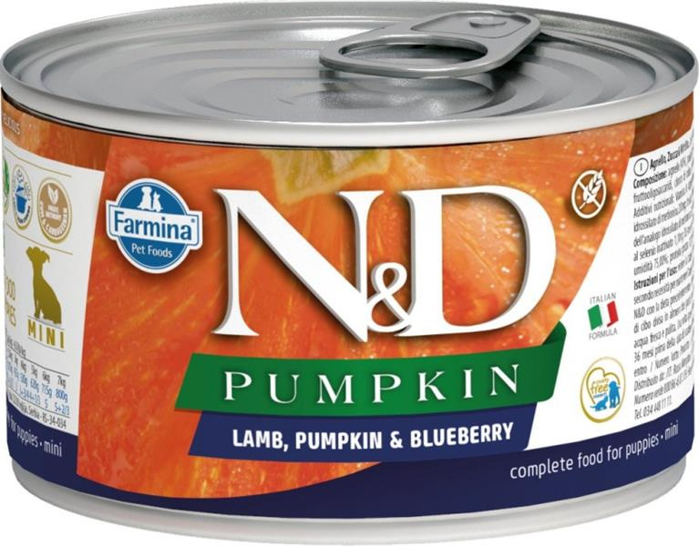 N&D DOG PUMPKIN Puppy Lamb & Blueberry Mini 140 g + 1 ks  ZDARMA
