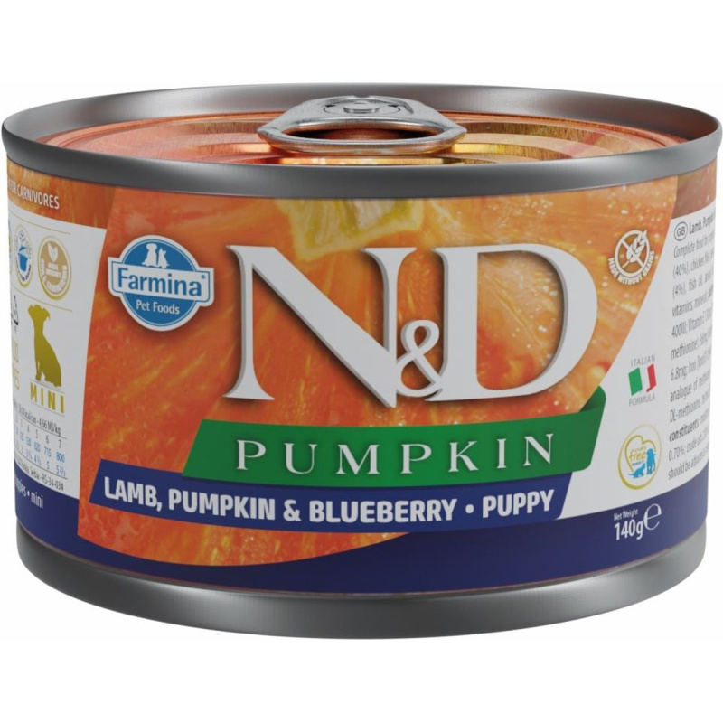N&D DOG PUMPKIN Puppy Lamb & Blueberry Mini 140 g + 1 ks  ZDARMA