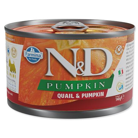 N&D DOG PUMPKIN Adult Quail & Pumpkin Mini  140 g + 1 ks  ZDARMA