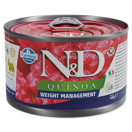 N&D DOG QUINOA Weight Mnmgmt Lamb & Brocolli Mini 140 g + 1 ks  ZDARMA