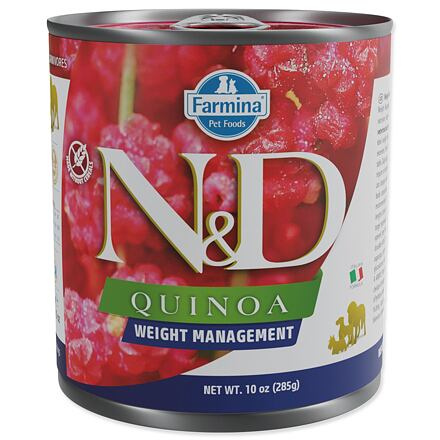 N&D DOG QUINOA Weight Mnmgmt Lamb & Brocolli  285 g + 1 ks  ZDARMA