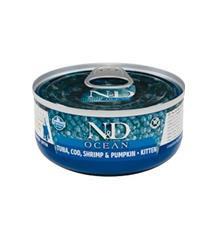 KONZERVA N&D CAT OCEAN TUNA, COD, SHRIMP & PUMPKIN KITTEN 70 GR