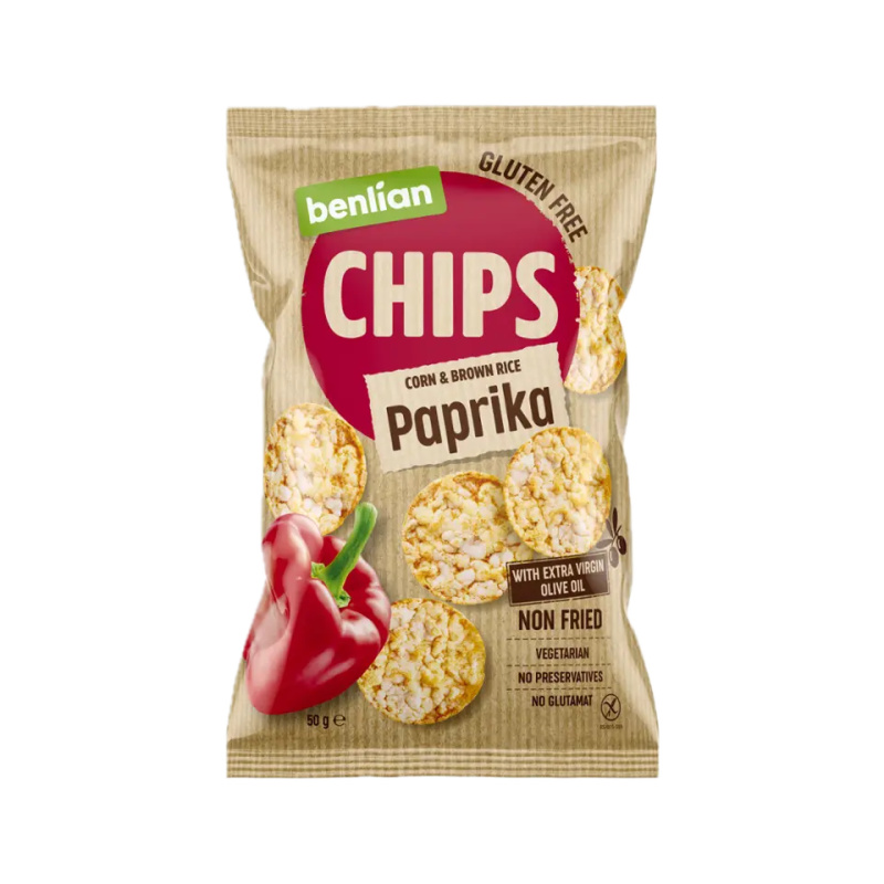 Benlian Kukuřično-rýžové chipsy Paprika 50 g