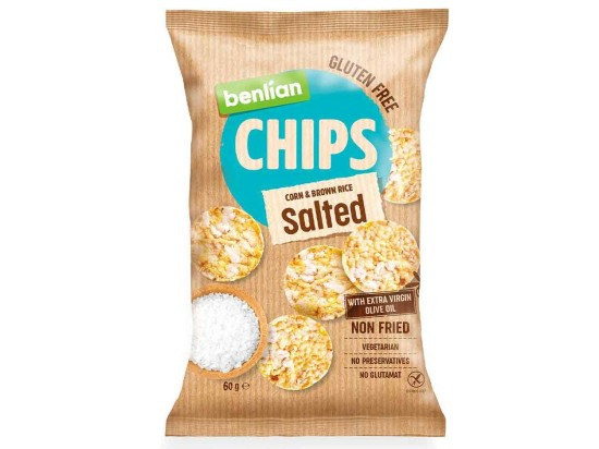 Benlian kukuřičné a rýžové chipsy solené 60 g