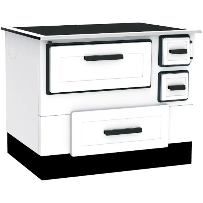Alfa Plam Sporák na tuhá paliva ALFA 55, 5,1W, bílá, 195 × 550 × 540 mm - levý