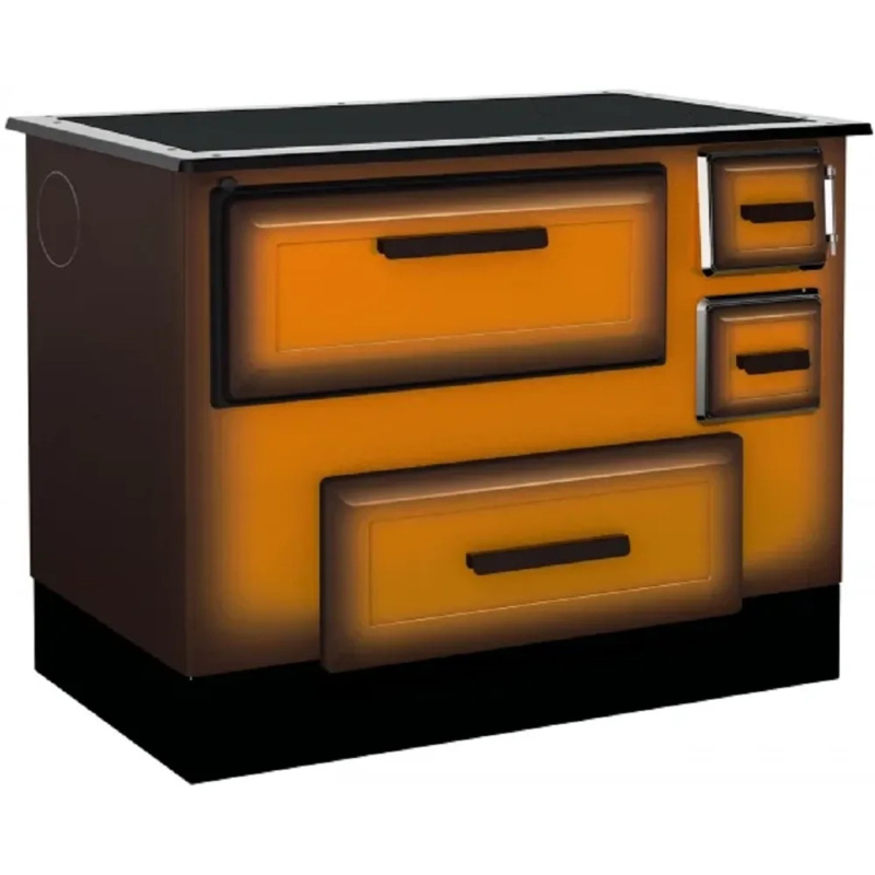 Alfa Plam Sporák na tuhá paliva ALFA 55, 5,1W, hnědá, 195 × 550 × 540 mm - levý