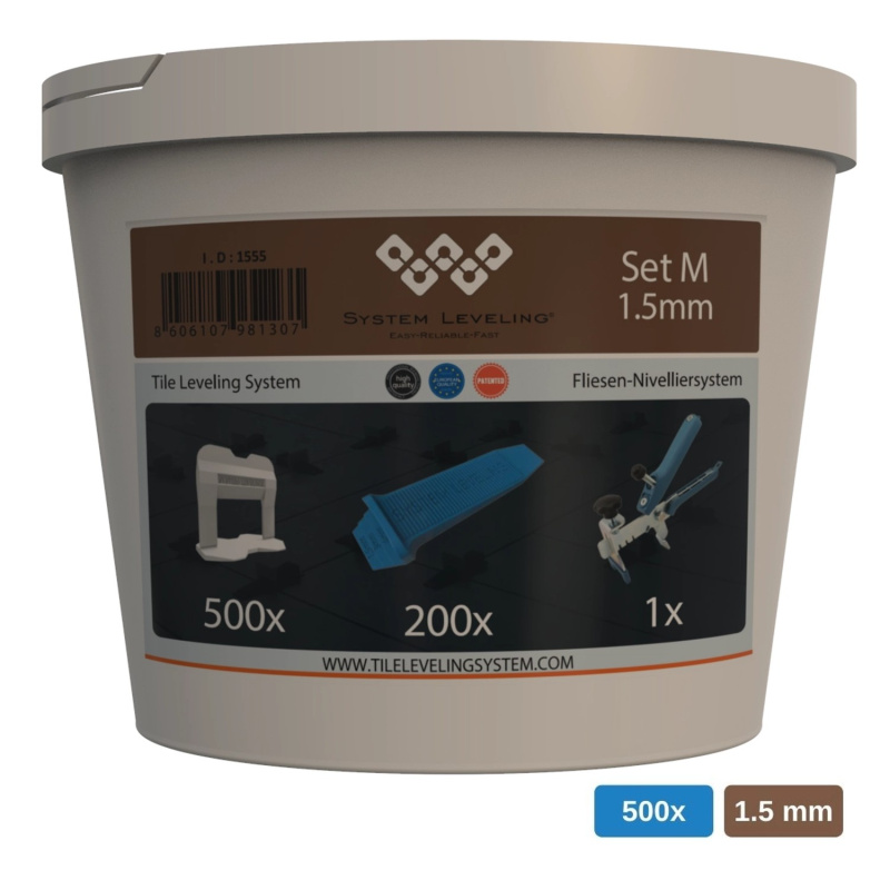 System Leveling Startovací sada M, 1,5 mm, 500+200+1 ks