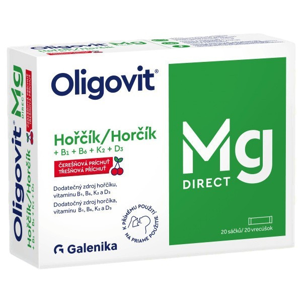 Oligovit Mg DIRECT Hořčík + B1 + B6 + K2 + D3 20 sáčků