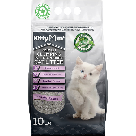 KITTYMAX hrudkující, bezprašný bílý bentonit LAVENDER  10l