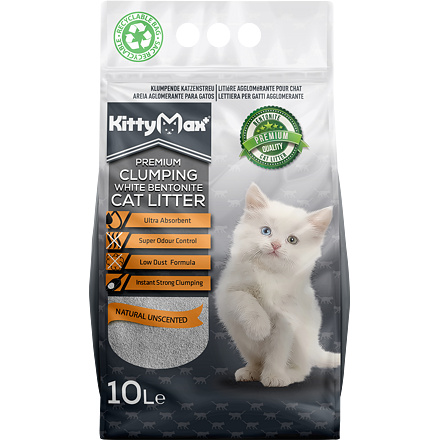 KITTYMAX hrudkující, bezprašný bílý bentonit   10l