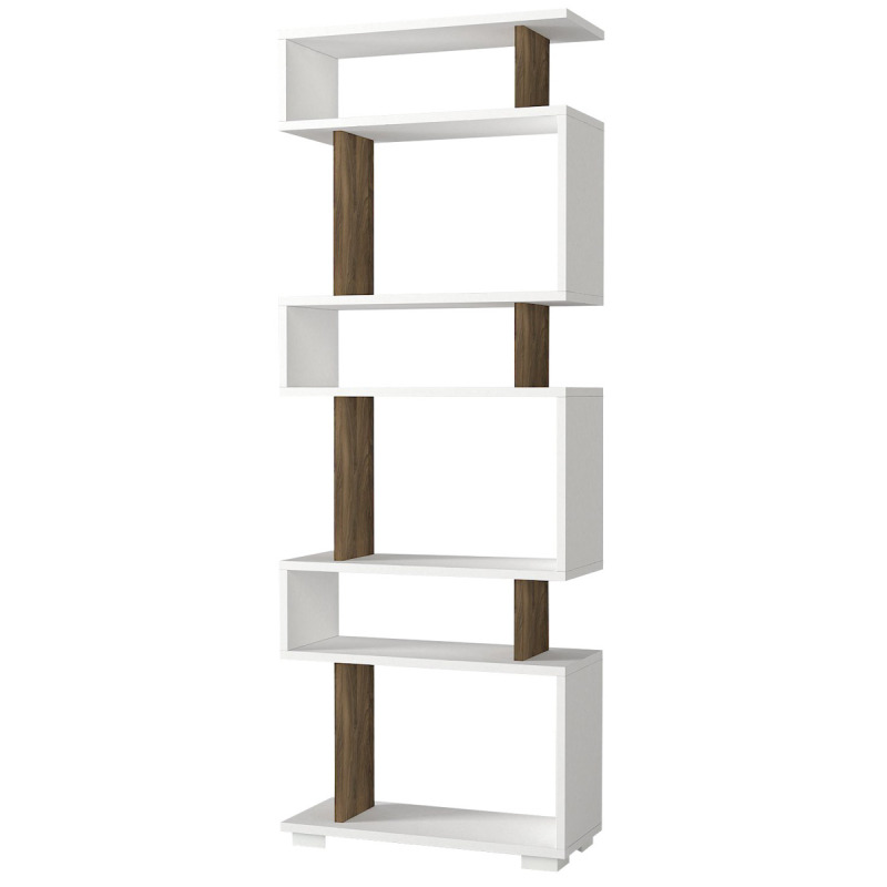 Knihovna Blok - White, Walnut