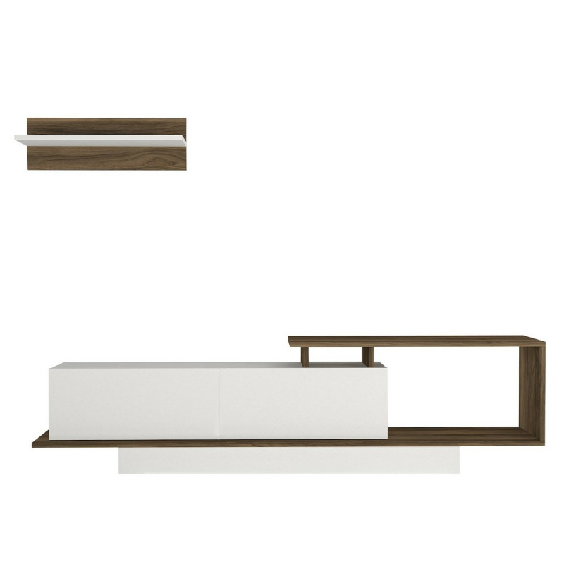 TV stěna / Sestava pod TV Asos - White, Walnut