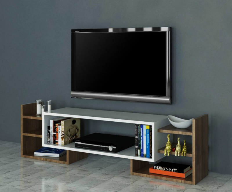 TV stěna / Sestava pod TV Sema - White, Walnut
