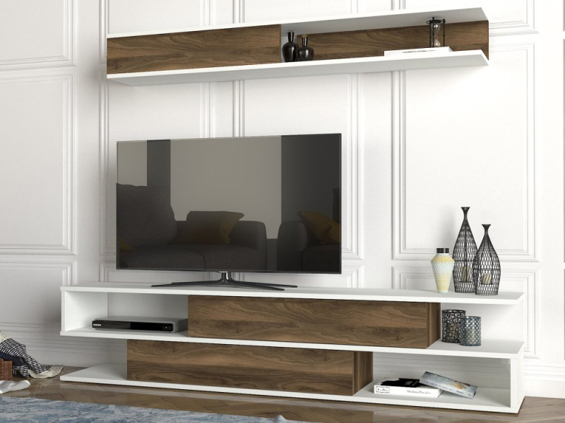 TV stěna / Sestava pod TV Manyetik - White, Walnut