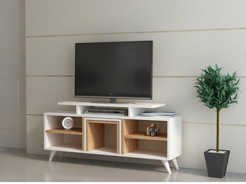 TV stěna / Sestava pod TV Kutay - White, Teak