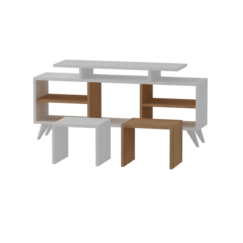 TV stěna / Sestava pod TV Kutay - White, Teak
