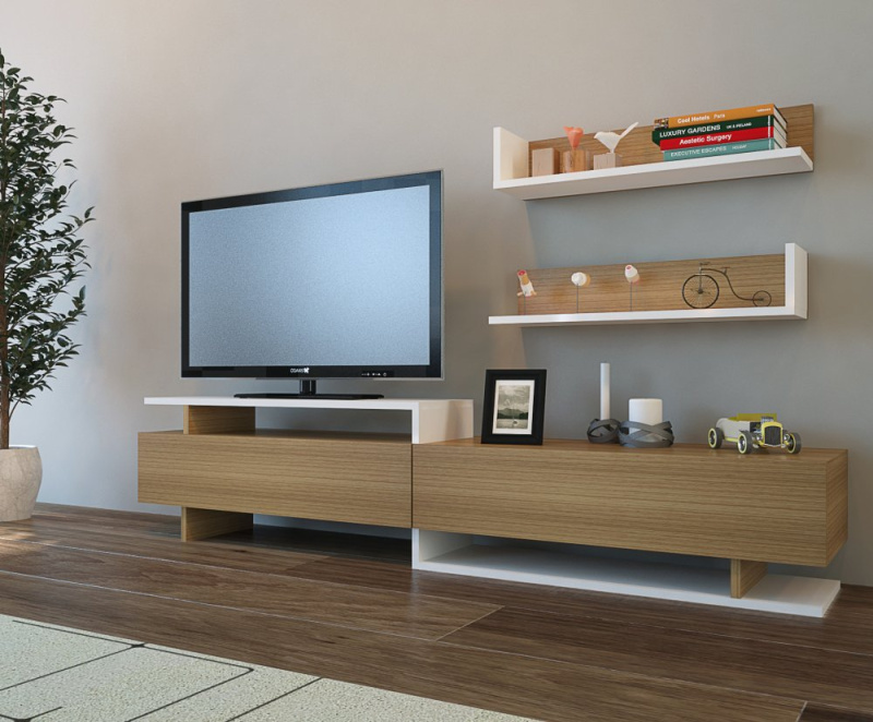 TV stěna / Sestava pod TV Ayaz - Teak, White