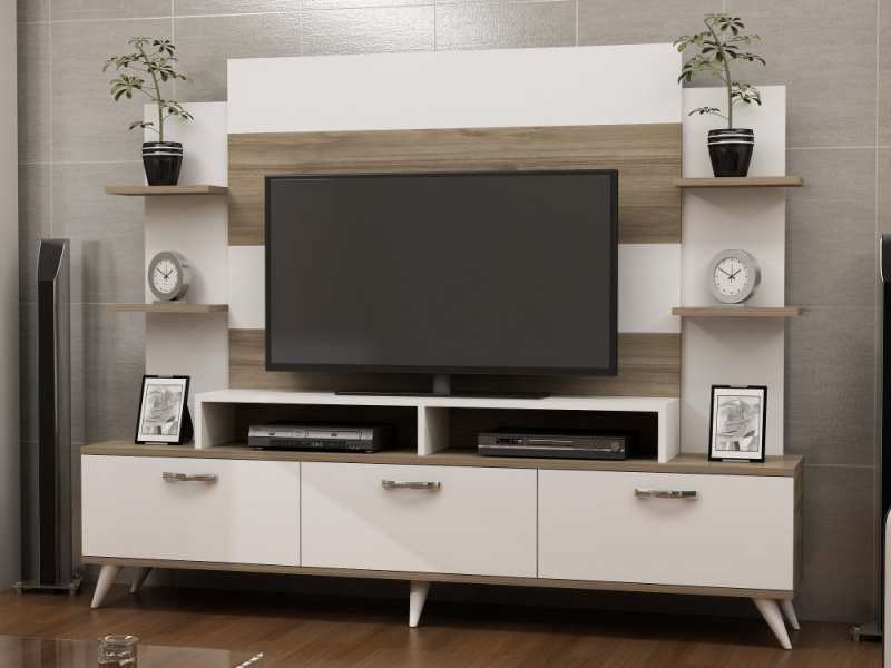 TV stěna / Sestava pod TV Diana - White, Walnut