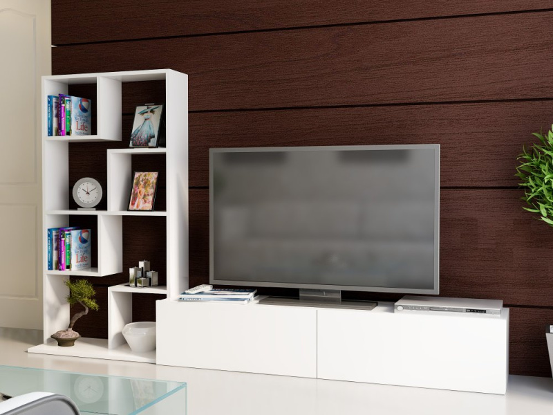 TV stěna / Sestava pod TV Bare - White