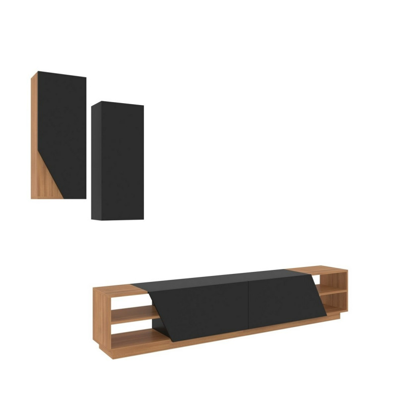 TV stěna / Sestava pod TV Zebra - Black, Teak