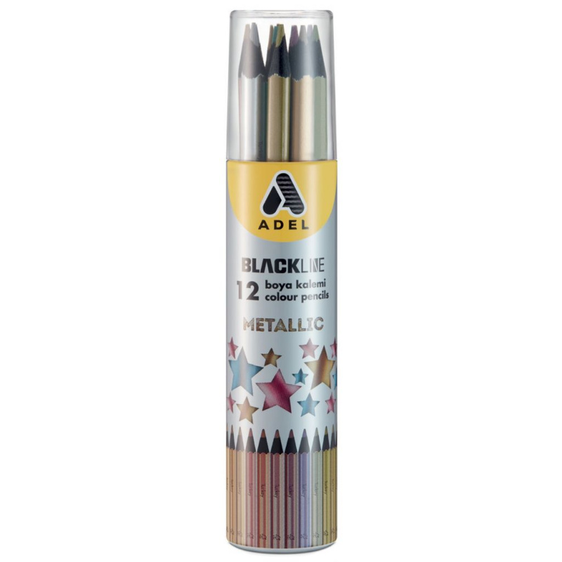 Pastelky trojhranné sada (12ks) - metalické