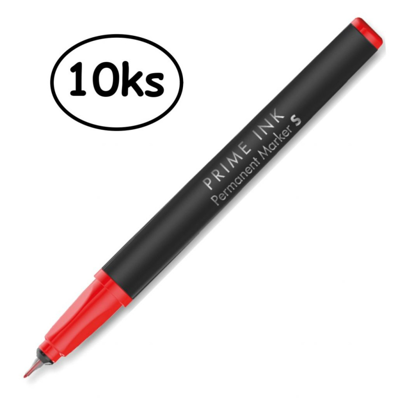 Pernamentní popisovač Prime Ink sada 0,4mm (10ks) - červený