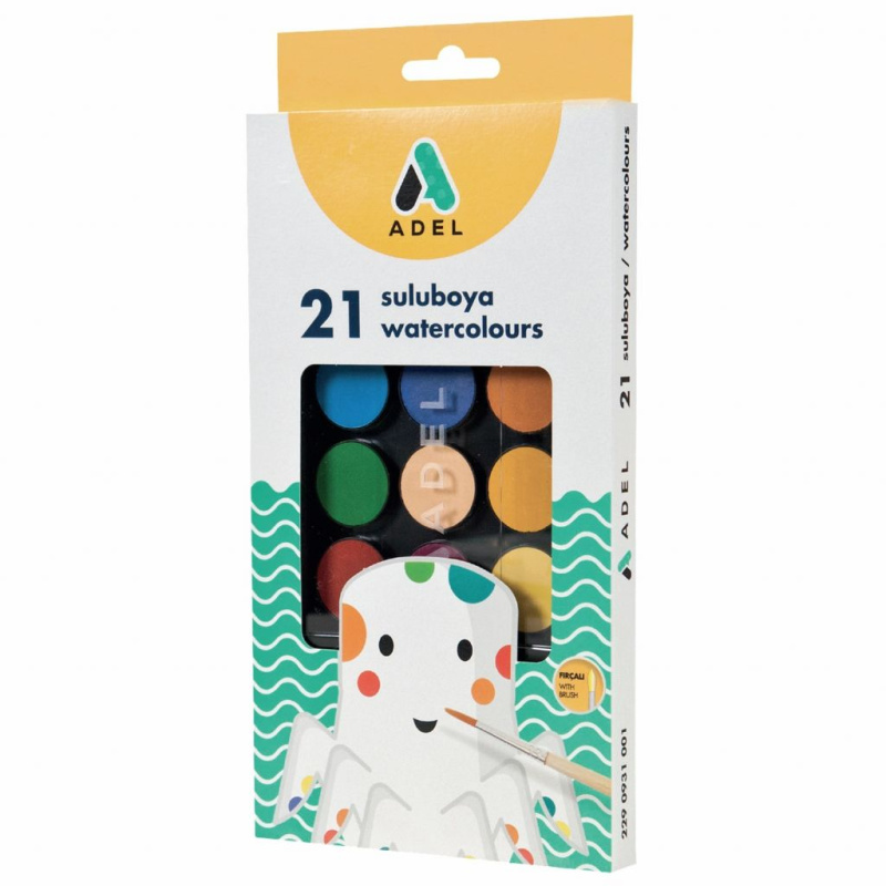 Vodové barvy Adel 24mm (21ks) základní barvy + štětec