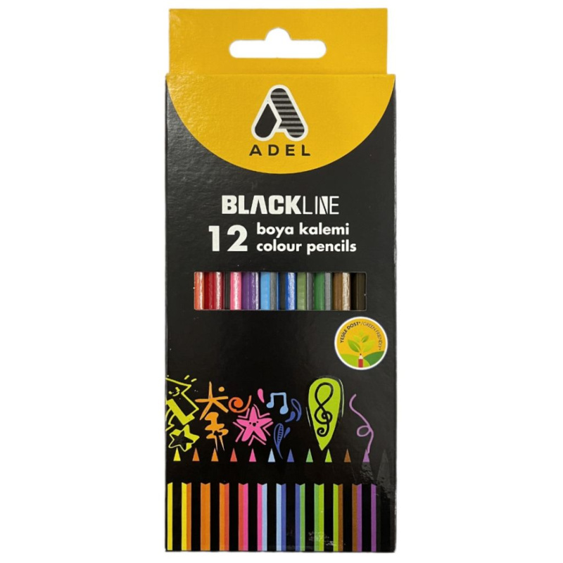 Pastelky Blackline šestihranné sada (12ks) - základní mix